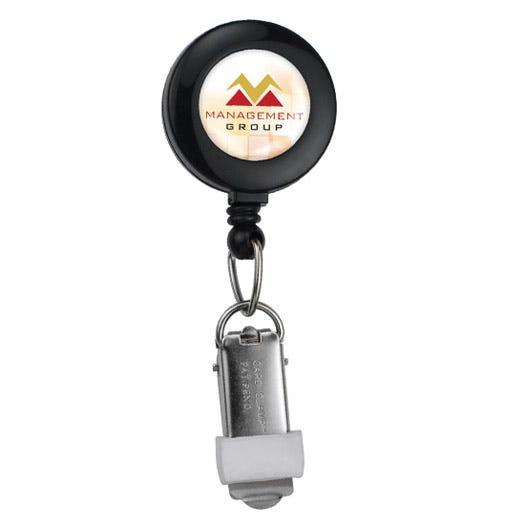 Custom Round Badge Reels w/ Belt Clip & Card Clamp - Qty 100