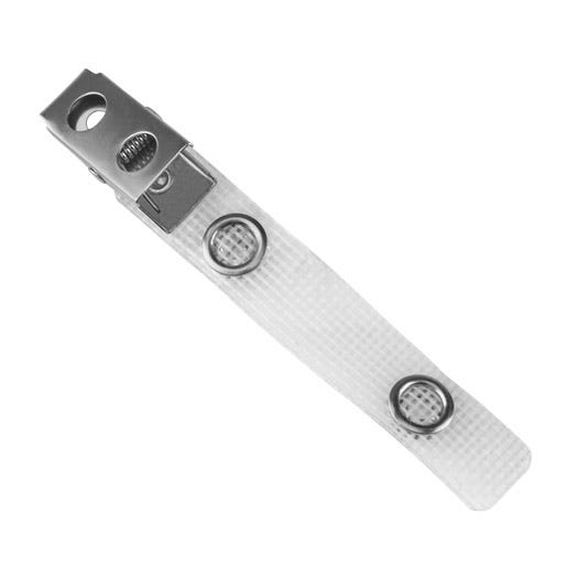 2.75'' White Reinforced Vinyl 2-Hole Badge Clip - 100 per pack
