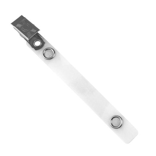 4.125'' White Reinforced Vinyl Strap ''U'' Badge Clip - 100 per pack