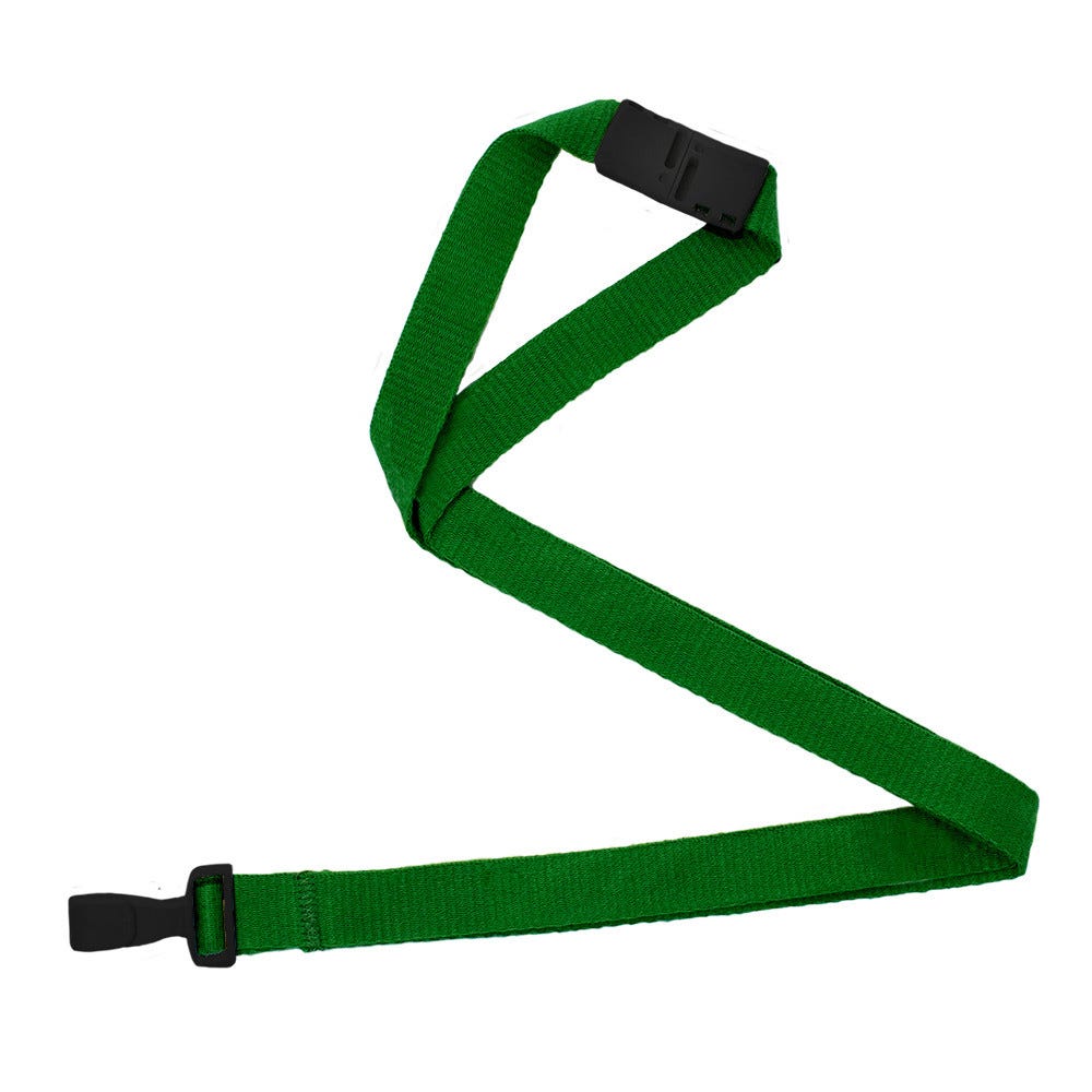 Green 5/8" NextLife Compostable Lanyard with Organic Based Clip and Safety Breakaway - 100 Per Pack