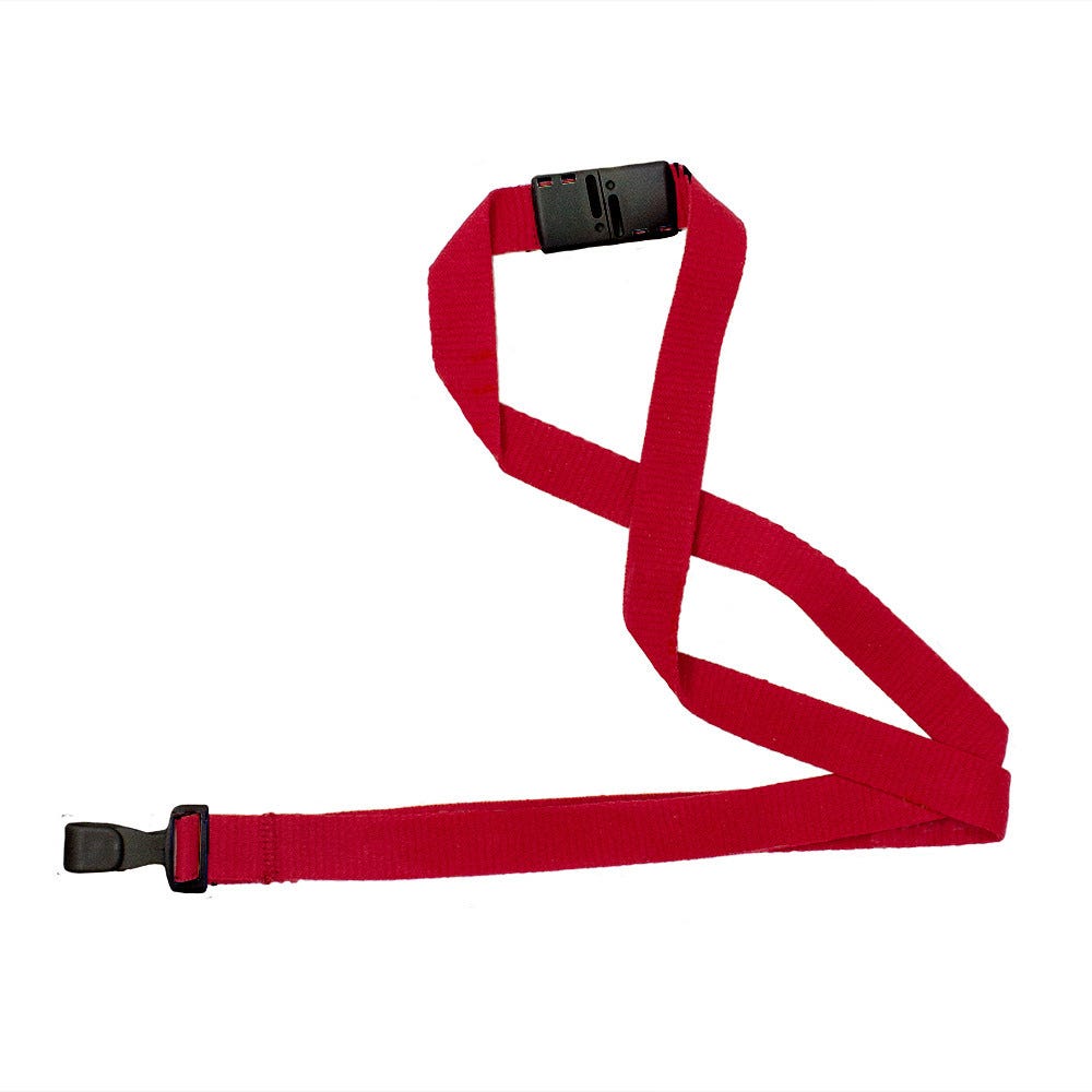 Red 5/8" NextLife Compostable Lanyard with Organic Based Clip and Safety Breakaway - 100 Per Pack