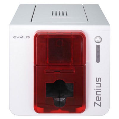 Evolis Zenius Expert ID Card Printer Single-Sided with Smart and Contactless Encoding - Fire Red